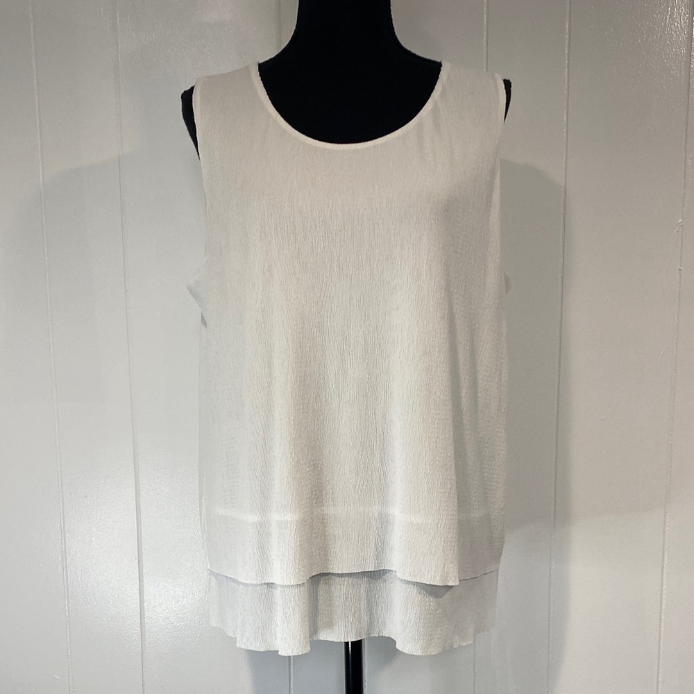 Chico's Tank Top Layered Flowy Feminine Chic Classic White Size Large (2)